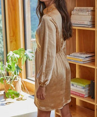 By Together - Satin Collar Long Sleeve Dress