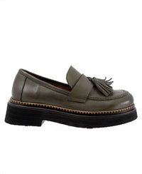 bueno Women's Gillian Loafer in green khaki - women's flats - detail view