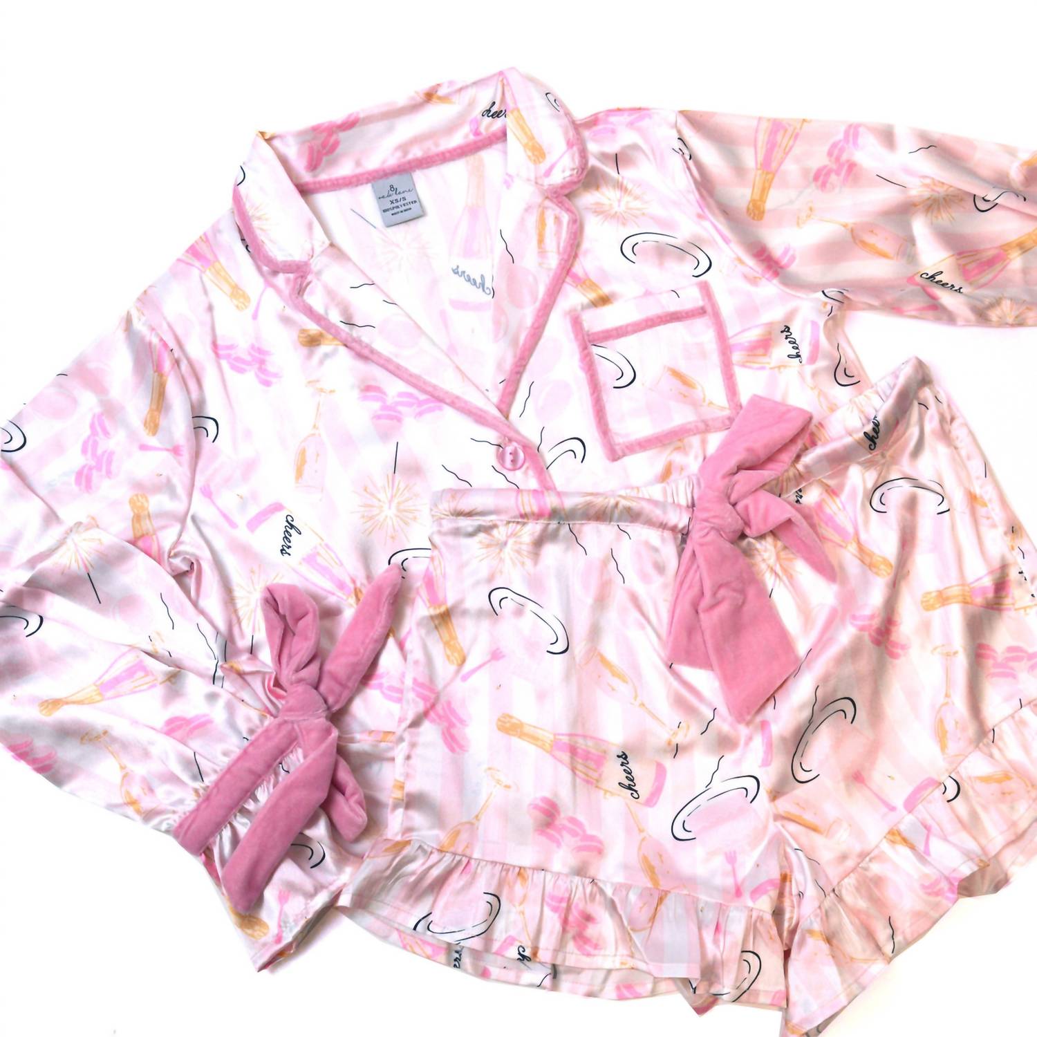 8 Oak Lane - Celebrate Satin Ruffle Short Pj Set