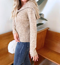 mystree Freckled Yarn Sweater Cardigan in latte - women's cardigan - view 4