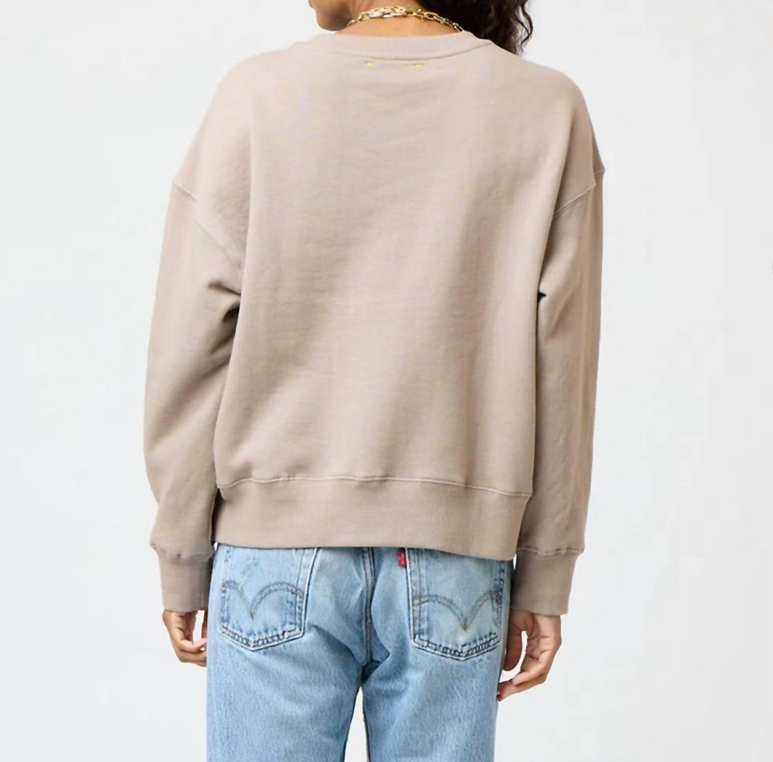 KERRI ROSENTHAL Women's Ex Boyfriend Love Sweatshirt in cobblestone - women's top - detail view