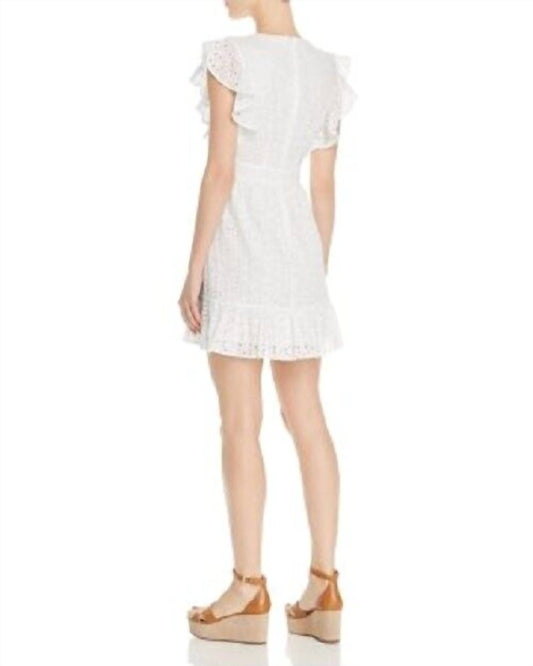 Aqua - Eyelet Ruffle Cotton Short Summer Dress