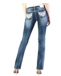 Grace In La - Mid Rise Bootcut Stretch Embellished Jeans