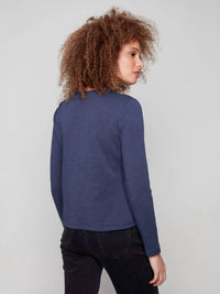 Charlie B - Long Sleeve Crew Neck Embroidered Jersey Top