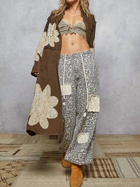 Pol - Gauze Floral Appliques Studded Long Jacket