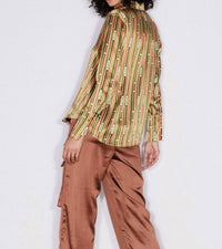catherine gee Daria French Cuff Silk Blouse in thin belt - women's blouse - detail view