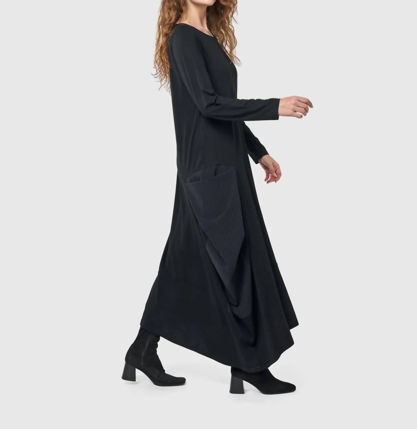 ALEMBIKA Midnight Maxi Dress in black - women's dress - detail view