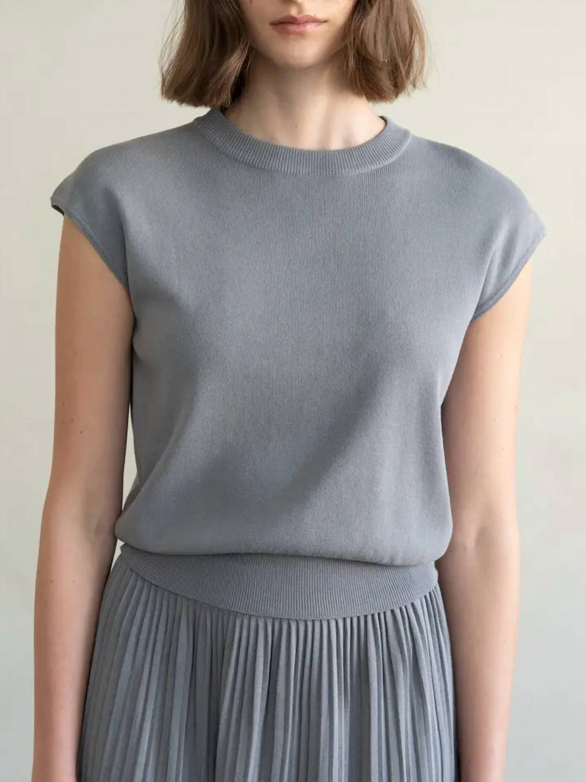 Elle Grey - Crew Neck Knitted Top
