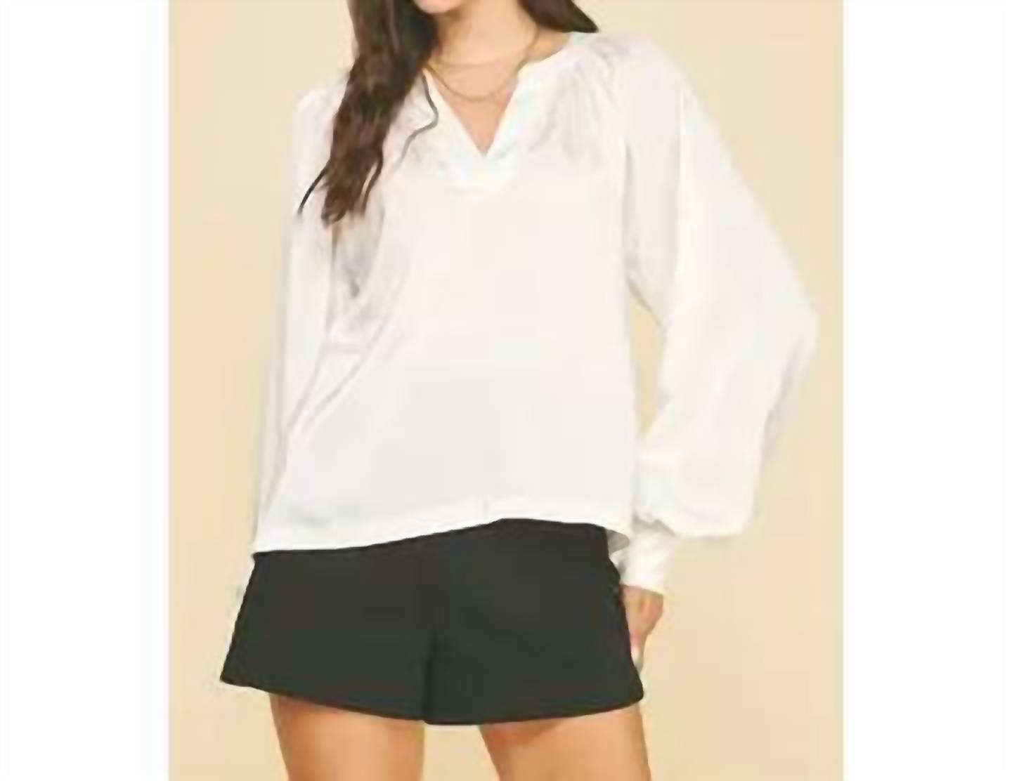Pinch - V-Neck Woven Blouse Top