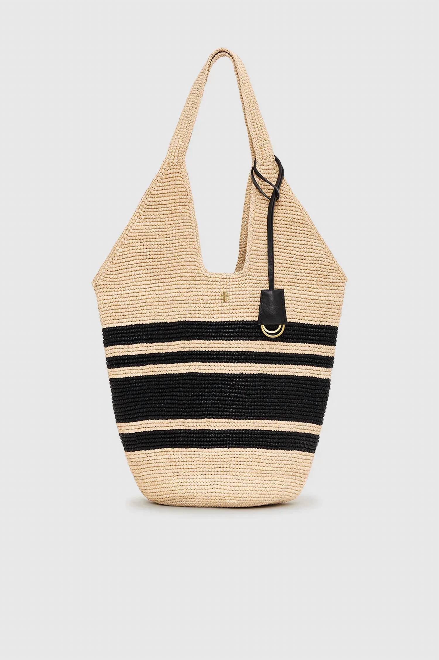 Anine Bing - Women's Leah Striped Hobo Raphia Bag
