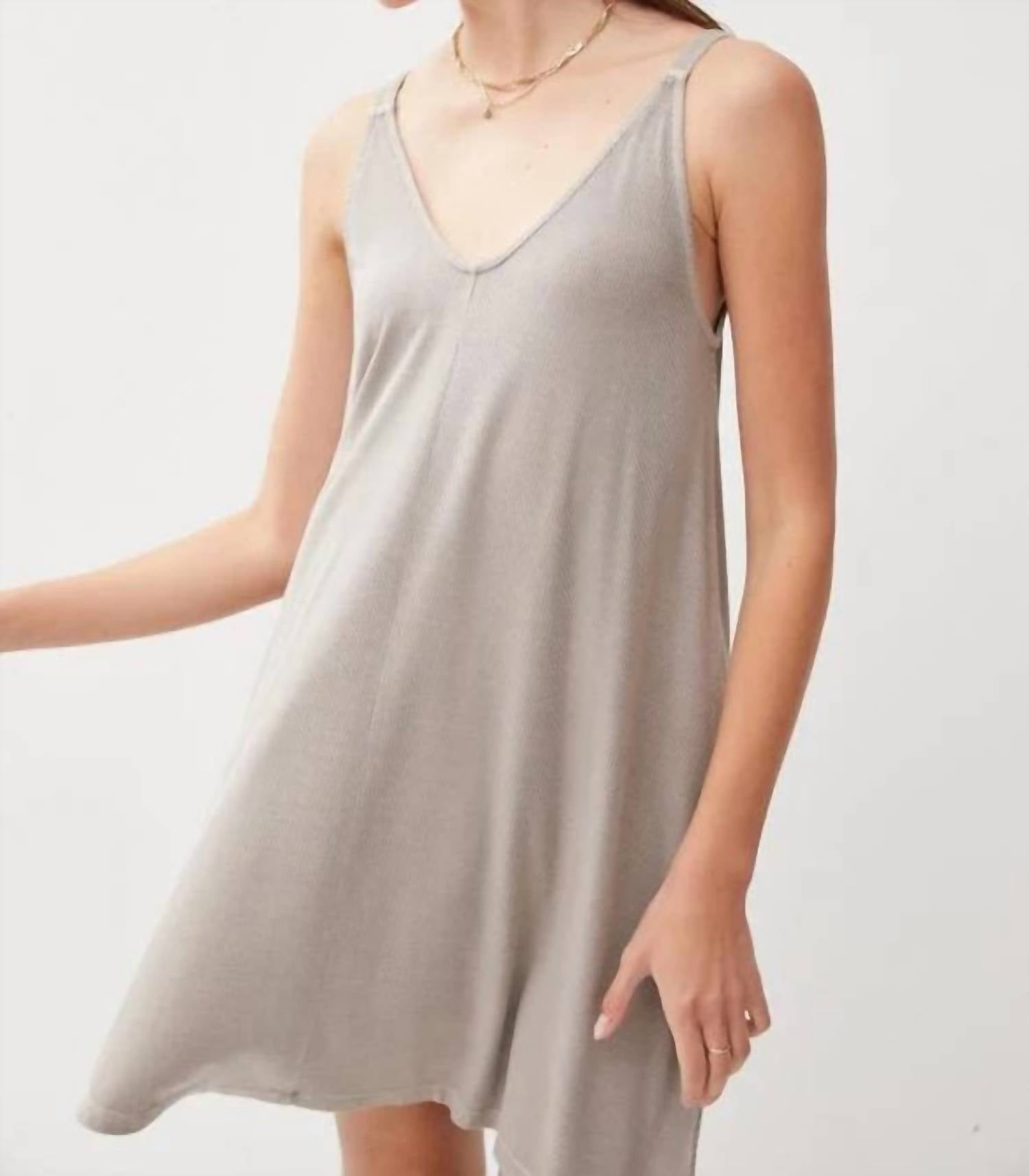 Be Cool - Ribbed V-neck Knit Mini Dress
