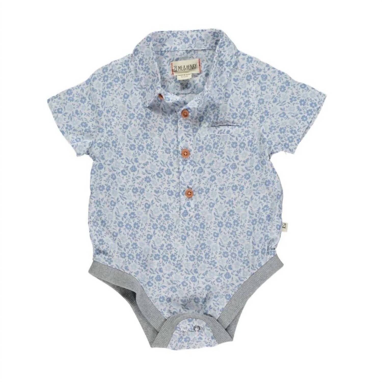 ME & HENRY Boy's Helford Floral Onesie in navy - kids' item