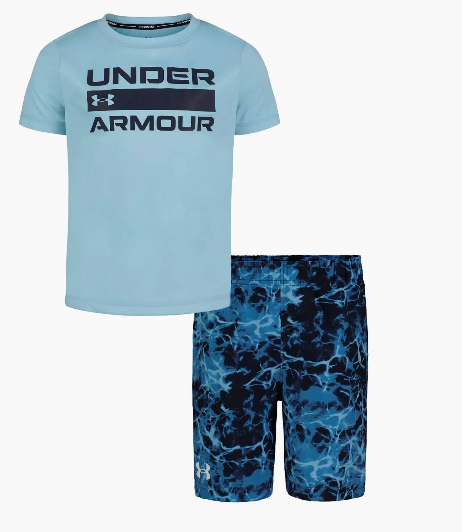 Under Armour - Boys Water Camo Swim T-shirt And Shorts Set