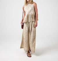 Lanhtropy - Snake Print Metallic Linen Top