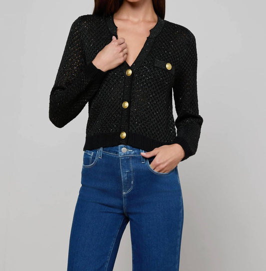 L'Agence - Blanca Sequin Crop Cardigan