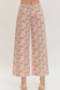 Entro - Floral Print Wide Leg Jeans