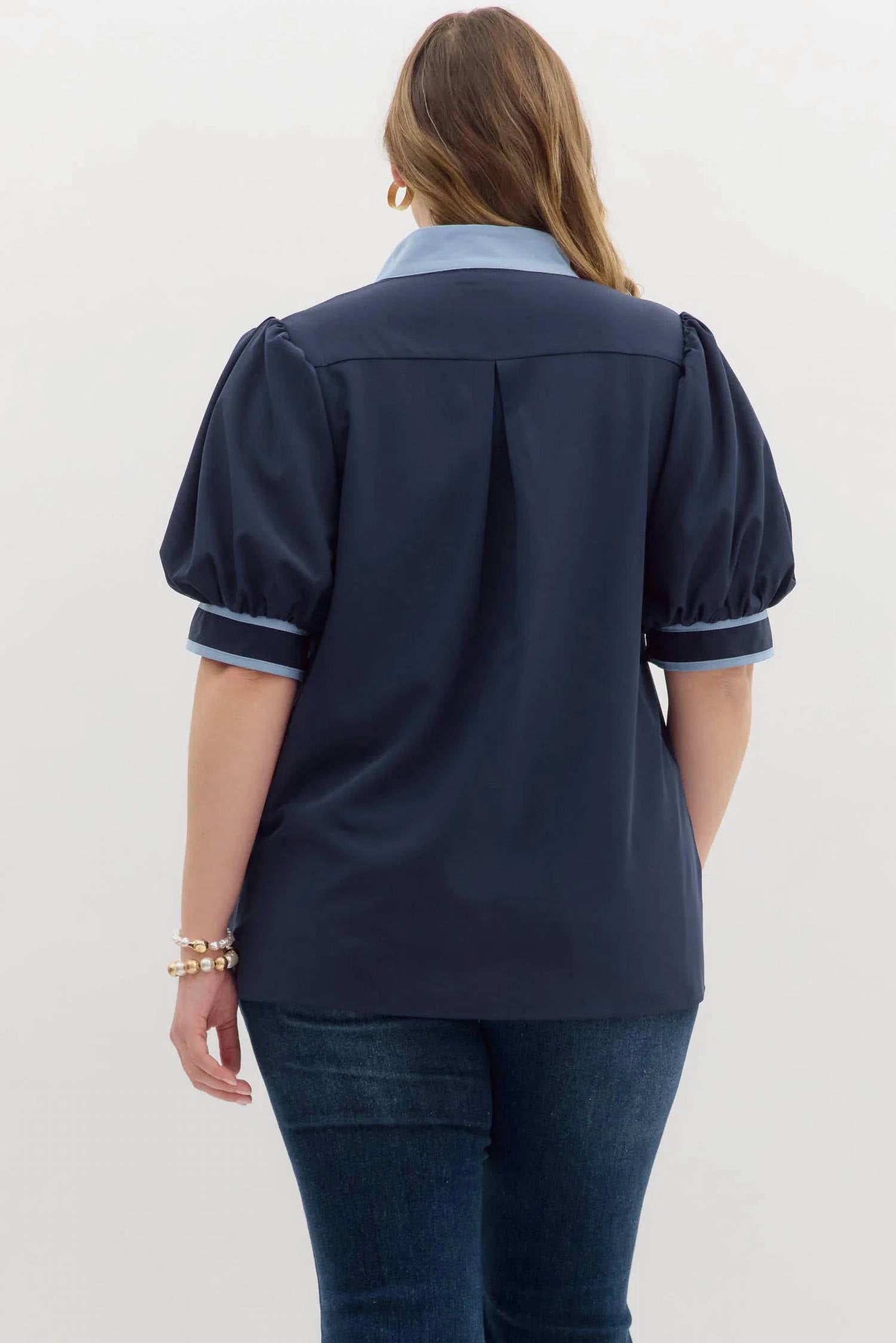 Entro - Short Bubble Sleeve Pullover - Plus