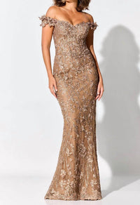 Ivonne D - Off the shoulder Allover Lace Gown