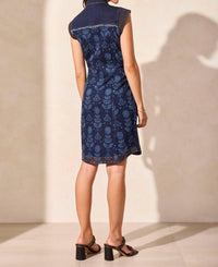 TRIBAL Denim Mini Dress in deep marine - women's dress - alternate view