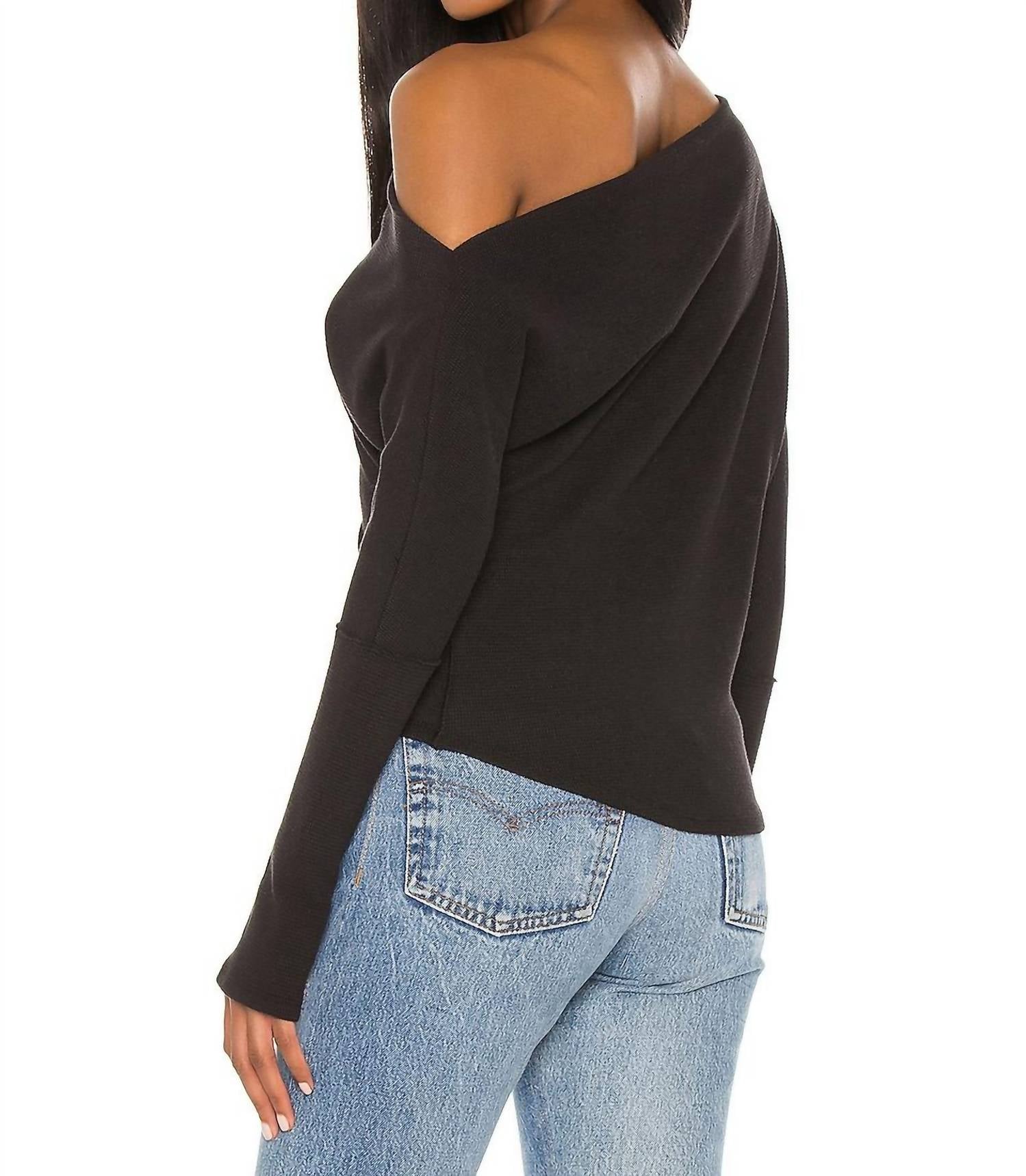 Free People Fuji Thermal Top in black - women's blouse - alternate view