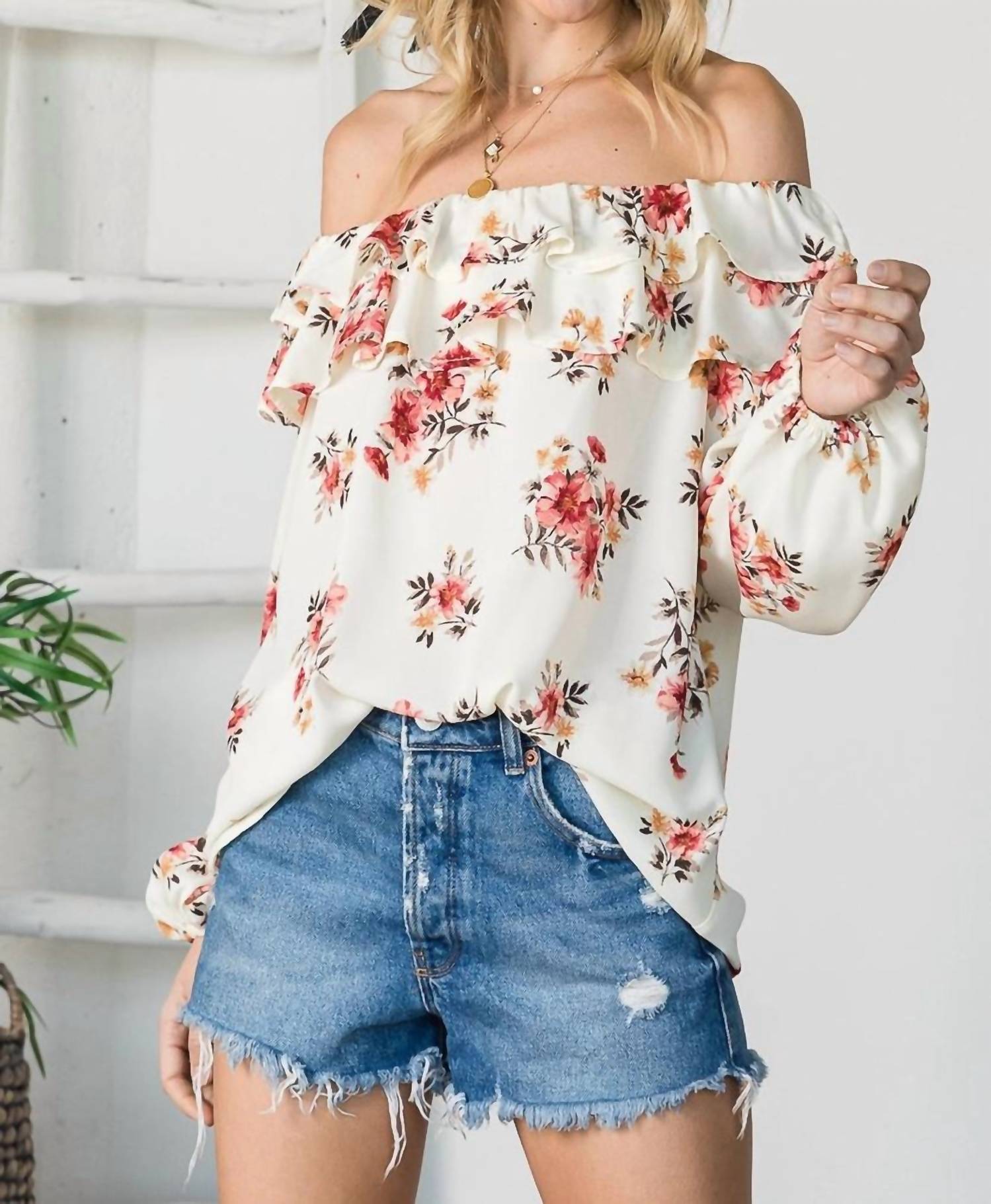 Vine & Love - Floral Off The Shoulder Top