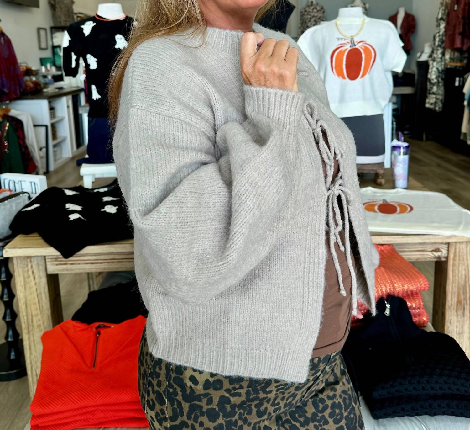 Elan - Tie-front Sweater Cardigan