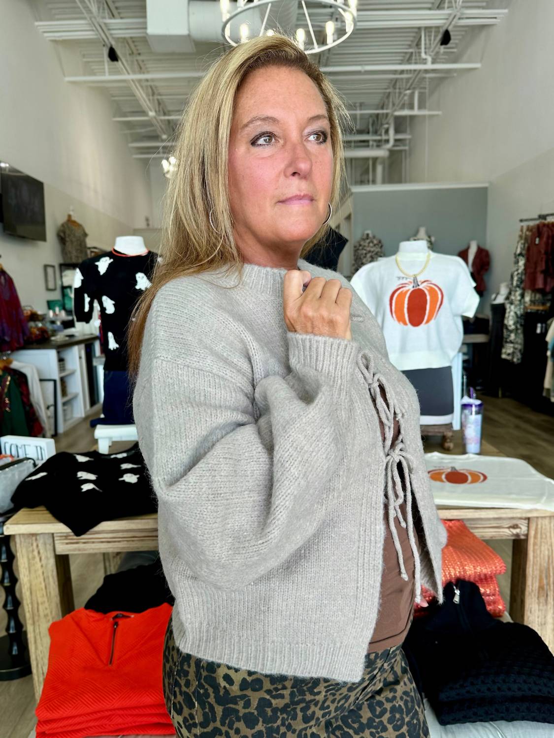 Elan - Tie-front Sweater Cardigan