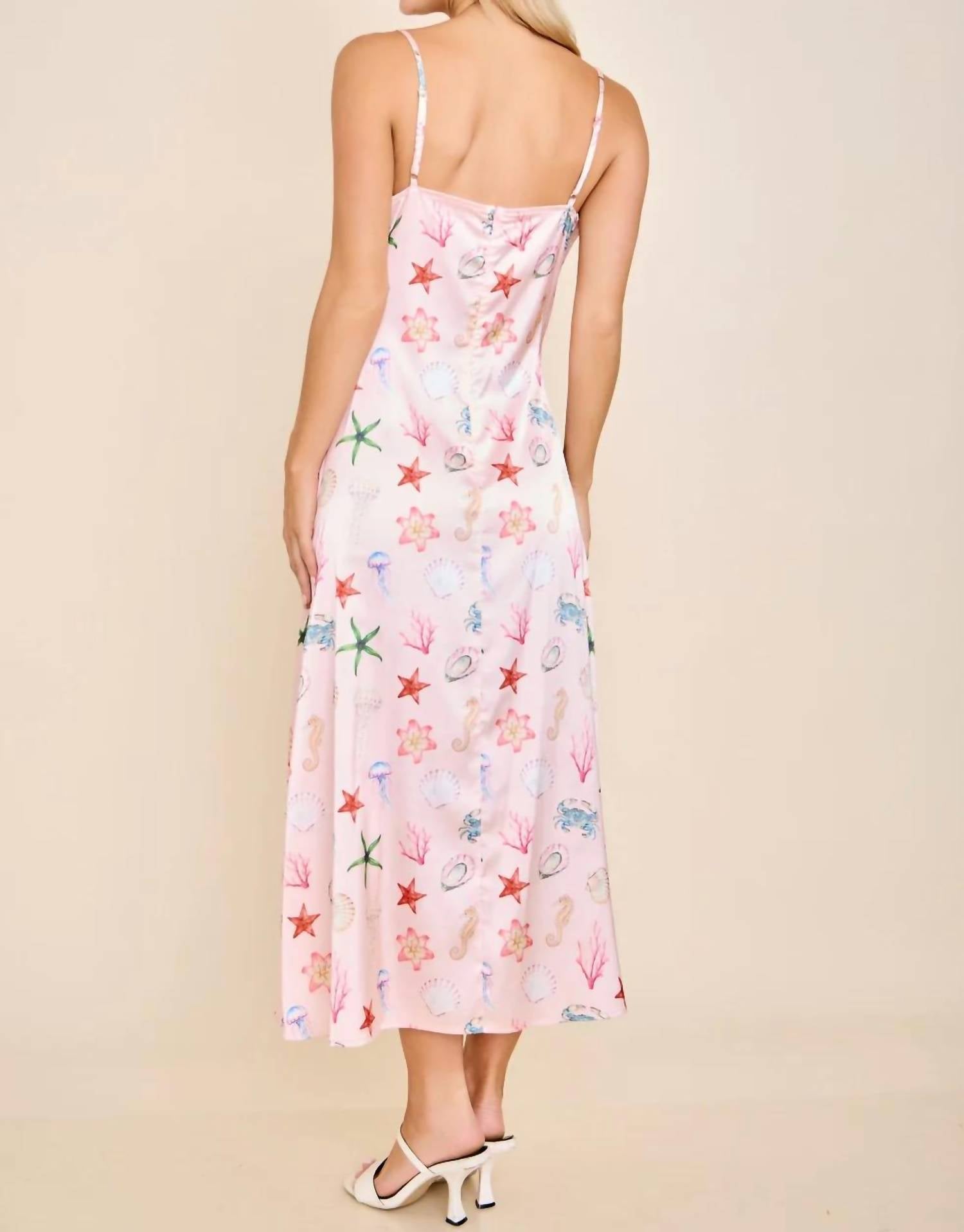 Main Strip - Capri Seashell Coastal Slip Midi Dress