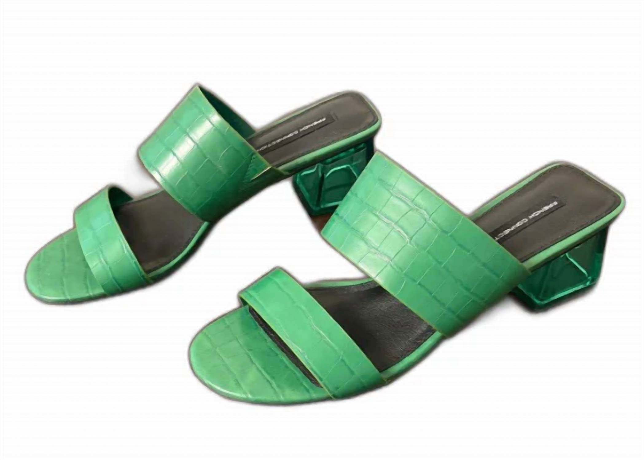 French Connection - Women's Croc-embossed Lucite Block Heels