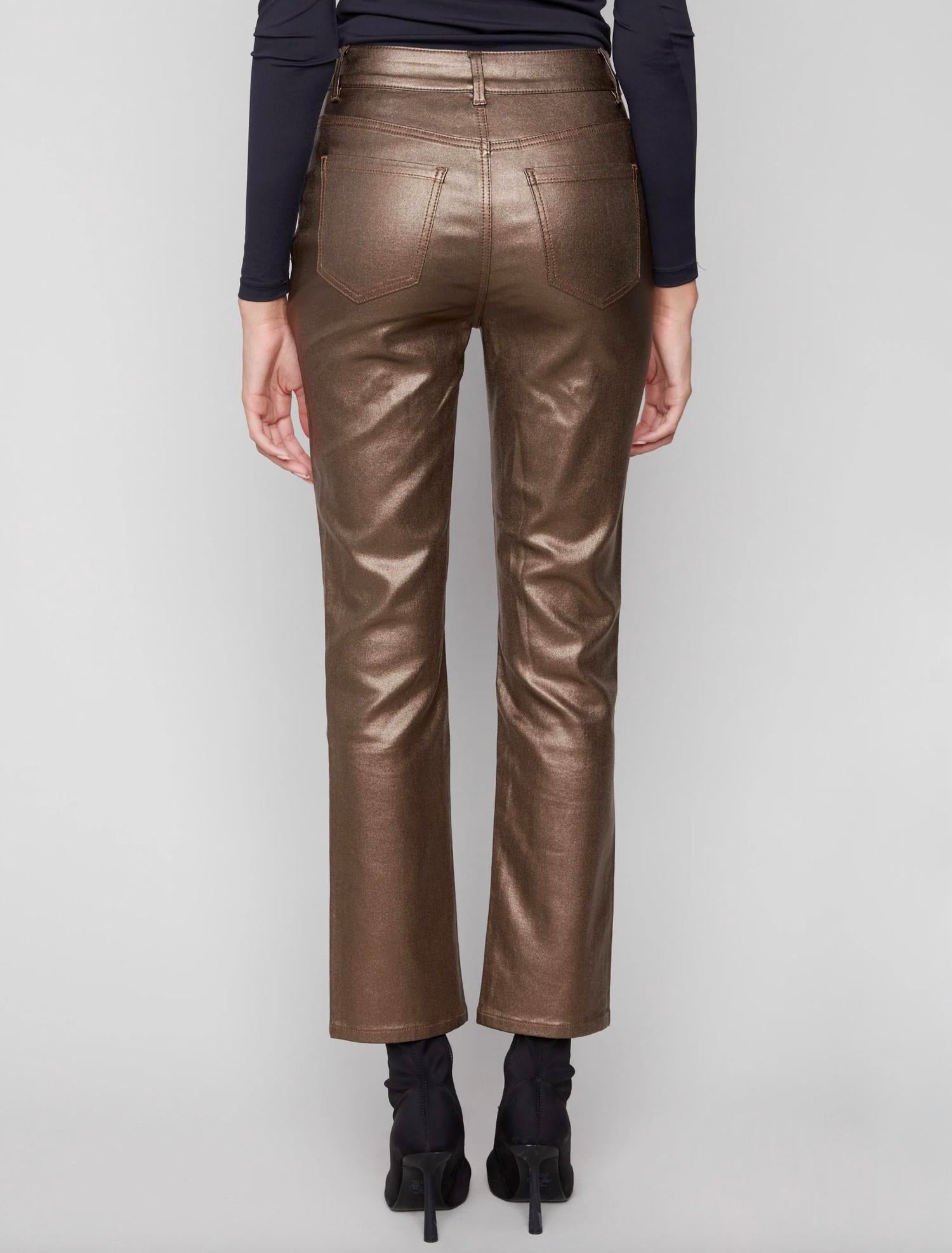 Charlie B - Slime Leg Metallic Wax Twill Pant