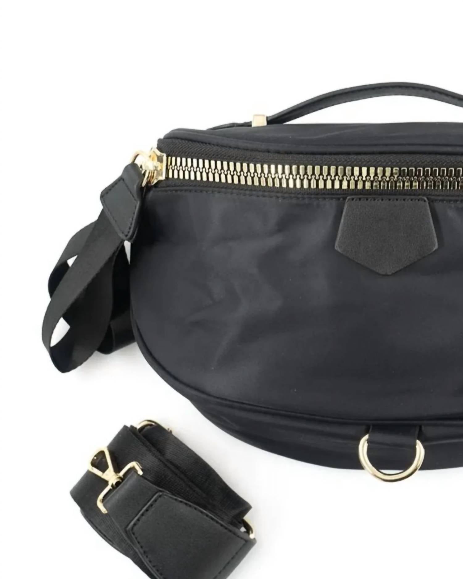 BC Handbags Women's Ryan Nylon Belt Bag in black - women's bag - detail view