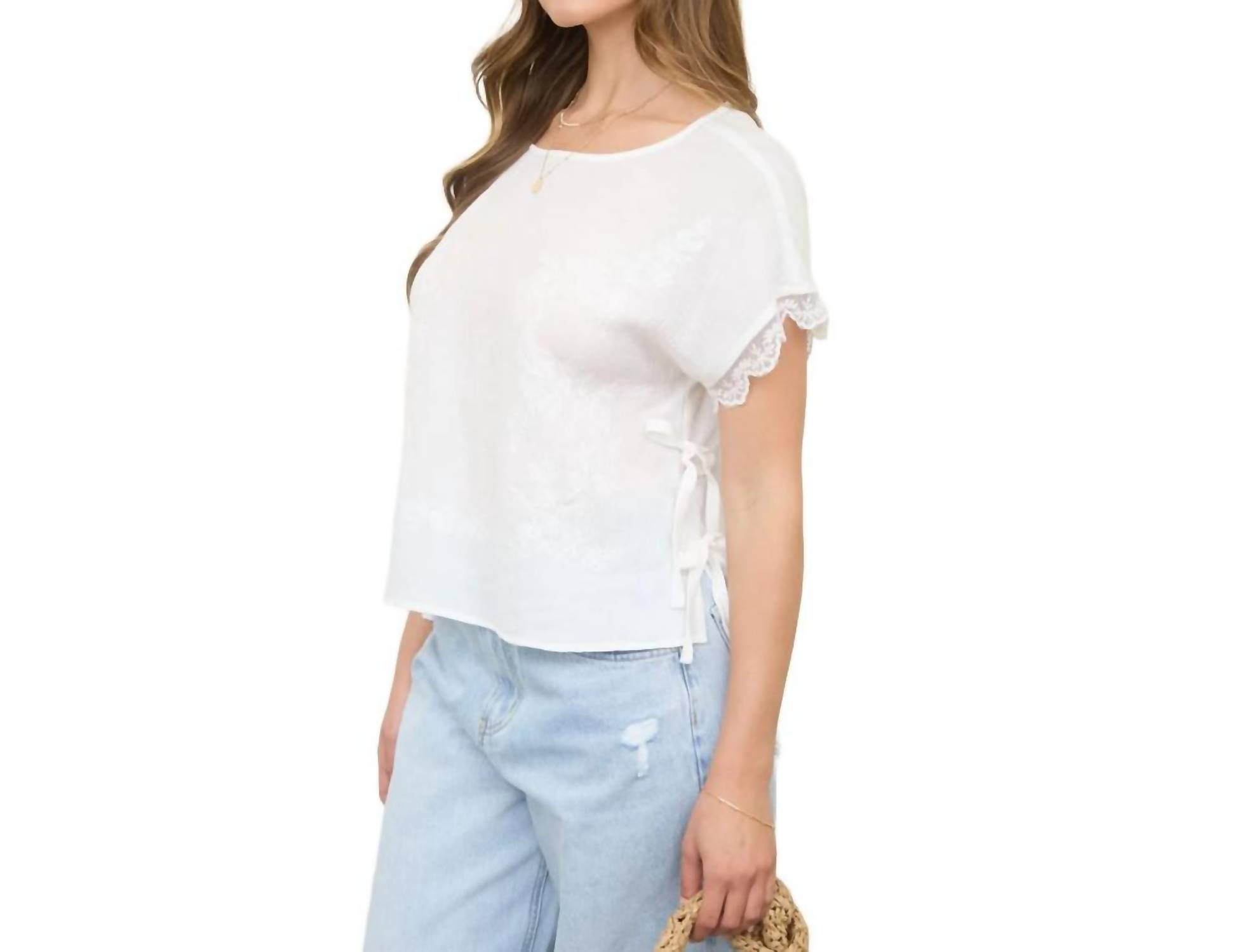 Blu Pepper - Side Tie Lace Trim Top