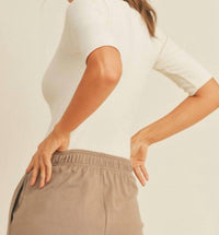 Kimberly C - Short Sleeve Ribbed Bodysuit