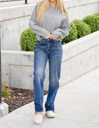 KanCan High Rise Dad Jeans in denim - women's jeans - detail view