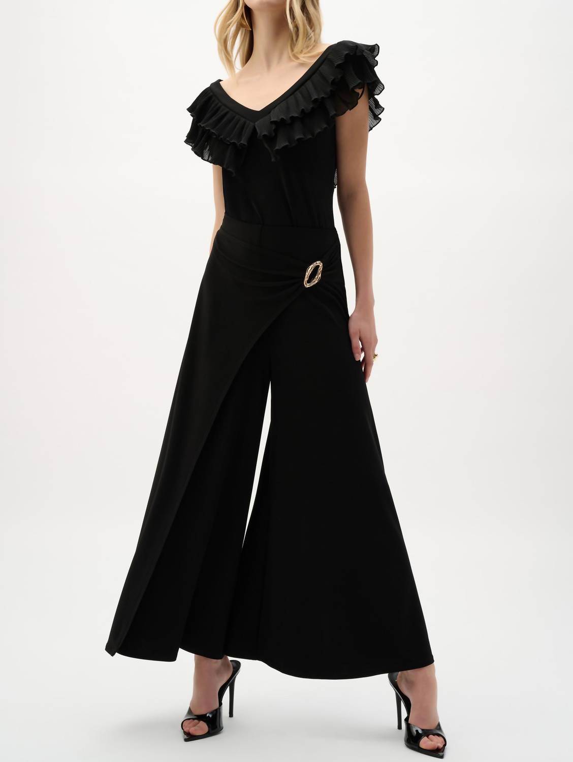 Joseph Ribkoff - Silky Knit Culotte Pull On Pants with Buckle
