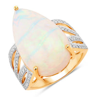 Diana M Jewels Women's Pear Natural Ethiopian Opal Fashion Ring (11.99 Ct) - Luxe in 14k yellow gold - women's jewelry