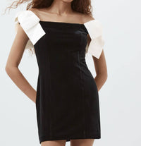 French Connection - Velvet Carey Satin Bow Mini Dress
