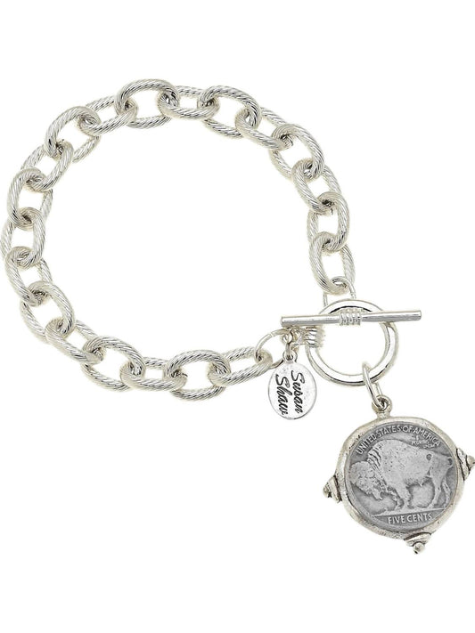 Susan Shaw - Vintage Buffalo Head Coin Bracelet