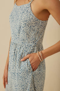 Hayden LA Floral Print Jumpsuit in blue - women's pants - detail view