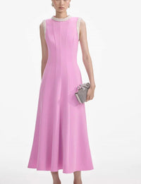 Self-Portrait - Pink Crepe Pearl Trim Dress