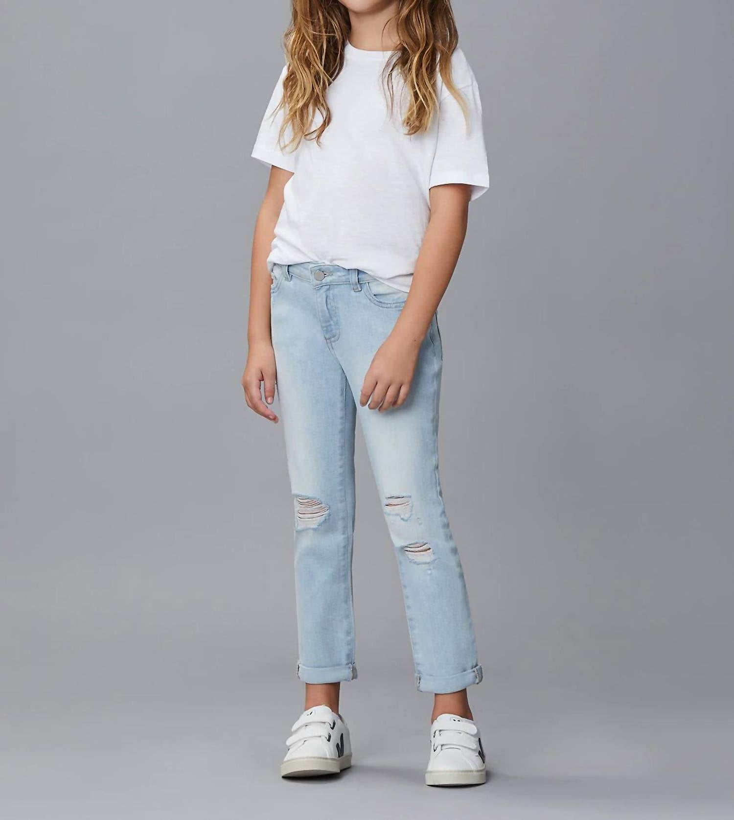 Dl1961 - Kids' - Harper Ross Distressed Straight Stretch Jeans