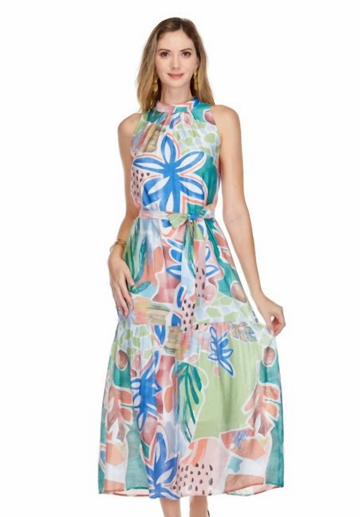 Jade - Pleated Neck Maxi Dress