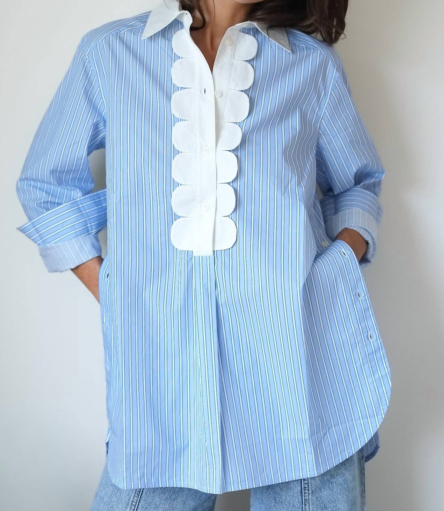 Stella Nova - Scallops Striped Shirt