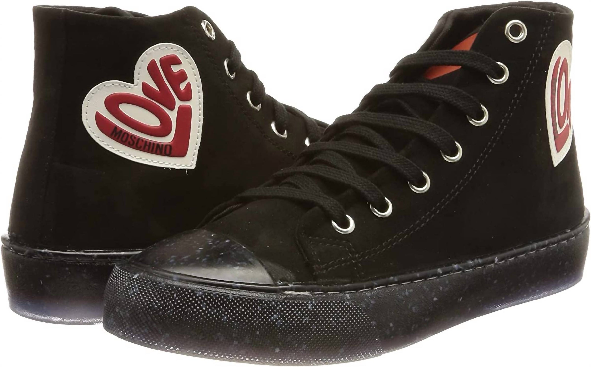 Women's Canvas Heart Lace Up Hi Top Sneakers