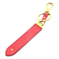 Prada - Women's Peony Saffiano Leather Clip Keychain With Logo Lettering