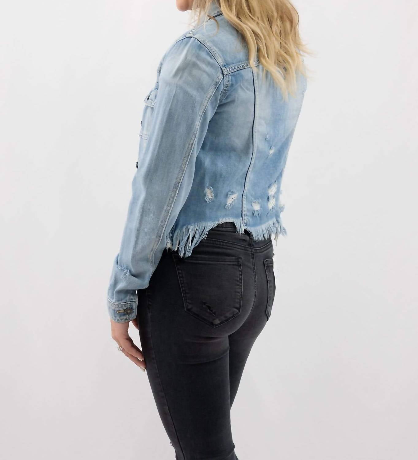 Hidden - Women's Uneven Hem Denim Jacket