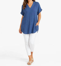 Apricot - Cotton Gauze Pocket Tunic Top