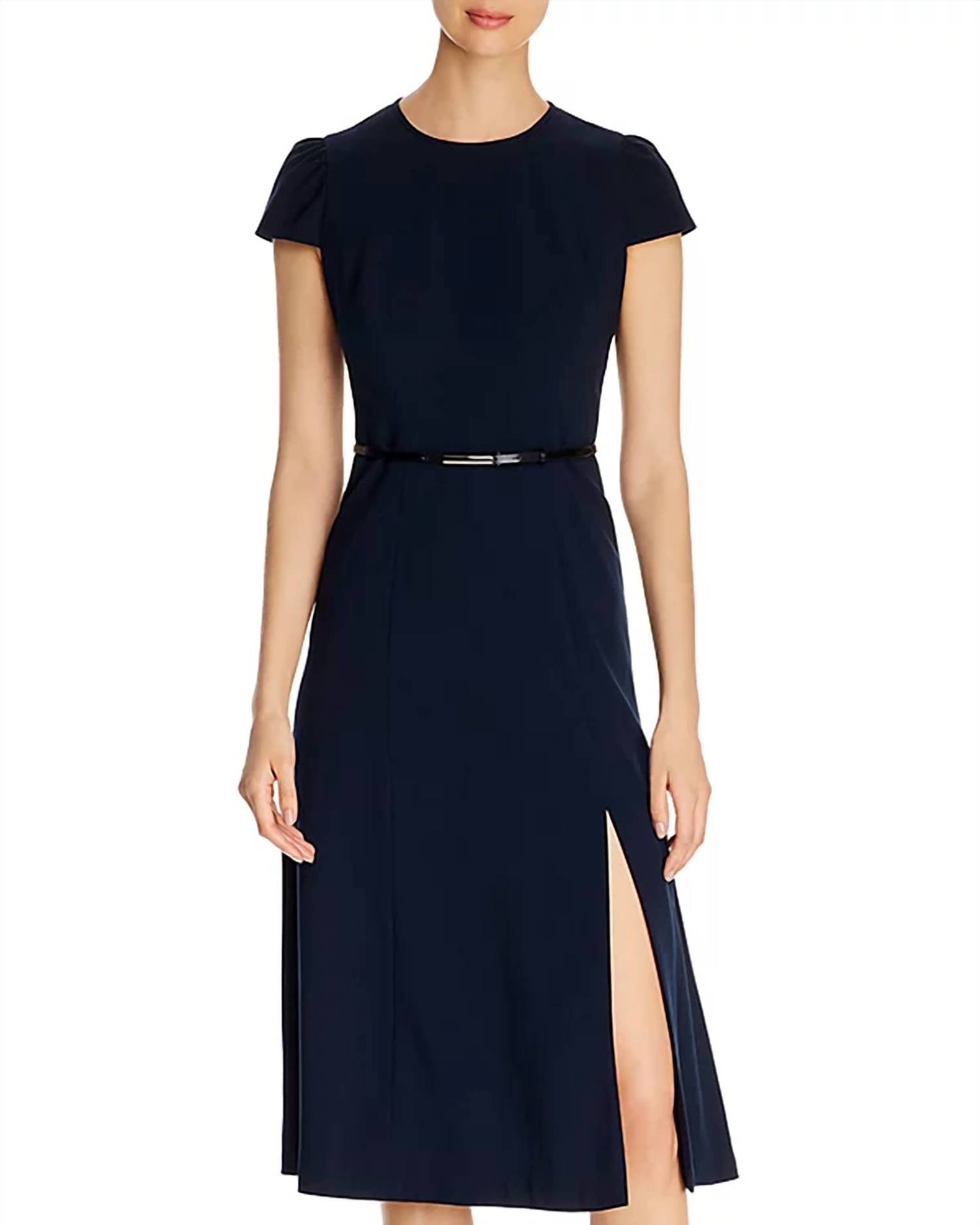 Elie Tahari - Miciela Cap-sleeve Belted Midi Dress With Slit