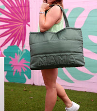 Jadelynn Brooke - Women's Carry All Puffer Tote With Mama Stiched On It