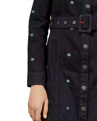 TED BAKER Embroidered Denim Dress in mid wash - women's dress - view 4